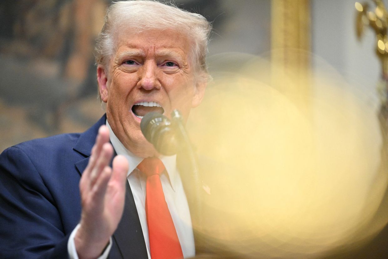 U.S. President Donald Trump speaks in the Roosevelt Room of the White House in Washington, D.C., on March 3, 2025. 